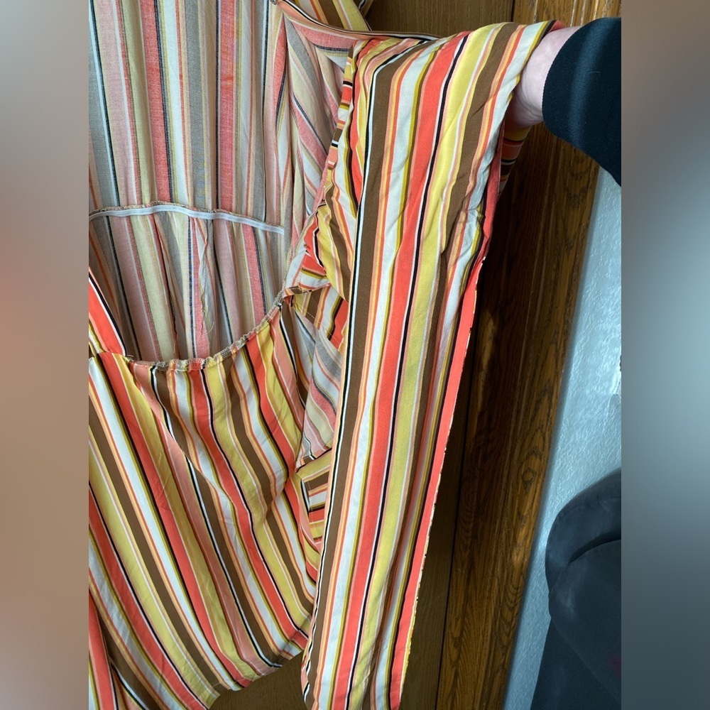 Eloquii 22 Orange and Yellow Faux Wrap Romper - Picture 11 of 16